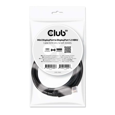 Club 3D DisplayPort-kabel - Mini DisplayPort til DisplayPort - 2 m