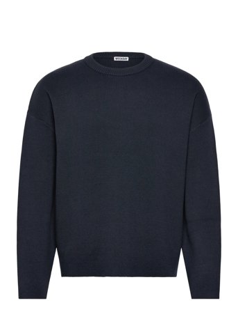 Weekday Boxy Knitted Cotton Sweater - Navy - XS