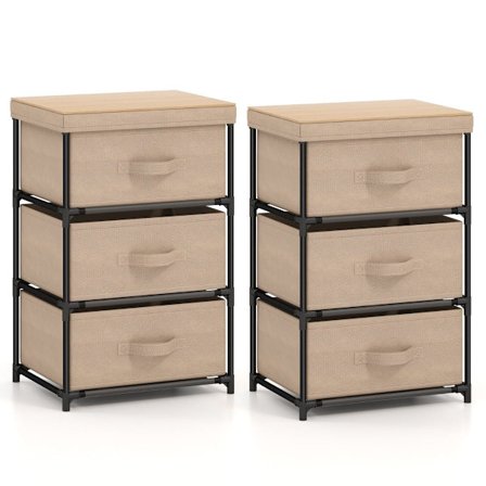 2-delt natbordssæt med stofskuffer, metalramme