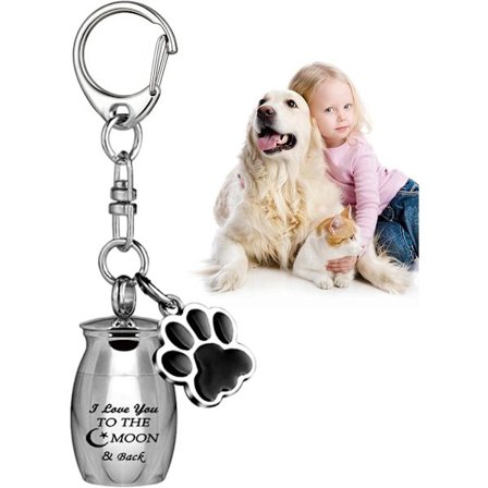 Kremasjonsnøkkelring, rustfritt stål kjæledyrurne minnesboks - Liten urne smykke nøkkelring for menneskeaske kjæledyrurner og kremasjon