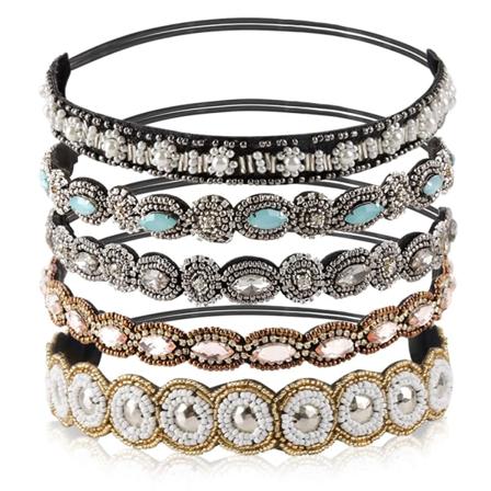 Rhinestone-prydda Elastiska Pannband, Fashionabla Handgjorda Kristall-prydda Elastiska Hårband för Dam, Kvinnor och Flickor, Hår Smycken Tillbehör, 5-