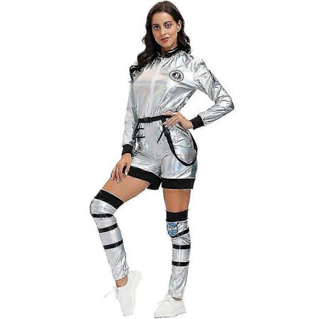 Astronautdrakt for kvinner og menn - Sølvfarget romdrakt for Halloween - Perfekt