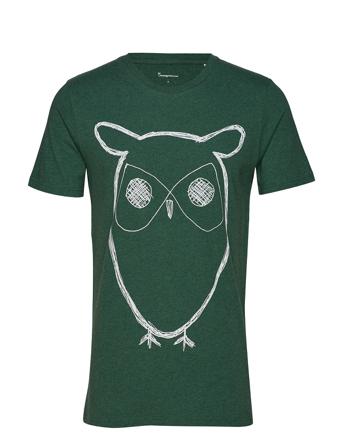 Alder Big Owl Tee - Gots/Vegan T-shirts Short-sleeved Vihreä Knowledge Cotton Apparel