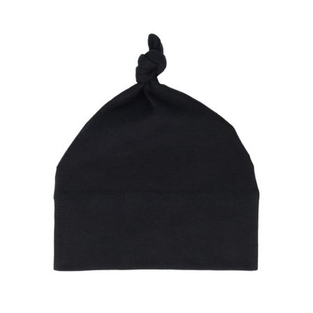 Babybugz - Svart traditionalbeanie Beanie - Kids Black Baby One-knot Beanie @ Hatstore