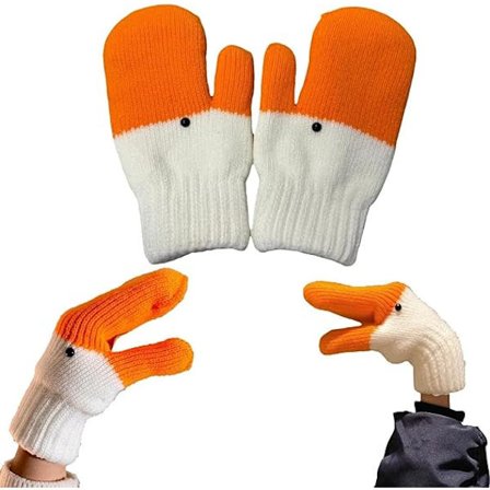 Hupsu Hanhi Käsineet, Käsintehdyt Hauskat Neulotut Eläinkäsineet Pehmeällä Lämpövuorella, Söpöt Hanhi Lapaset Lahja Naisille