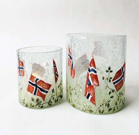 Trend Design Lysglass Norsk flagg Glass H10