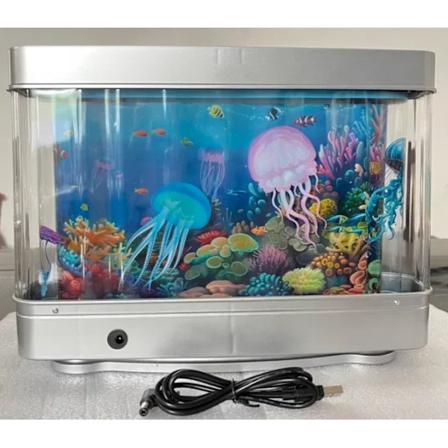 Kunstig Tropisk Fiskeakvarielampe Dekorativ Sansende Akvarium Bordlampe Virtuel Bevægelse Ocean Stemningsnatlys Rumdekoration USB plug jellyfish