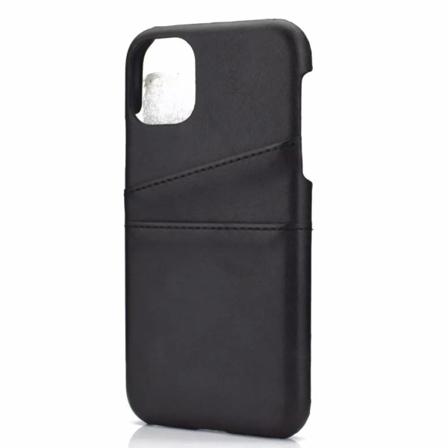 iPhone 15 - Slimmat PU-läderfodral med 2-kortfack Black