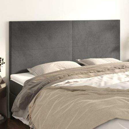Vidaxl Huvudgavlar 4 St Mörkgrå 80x5x78/88 Cm Sammet Grå