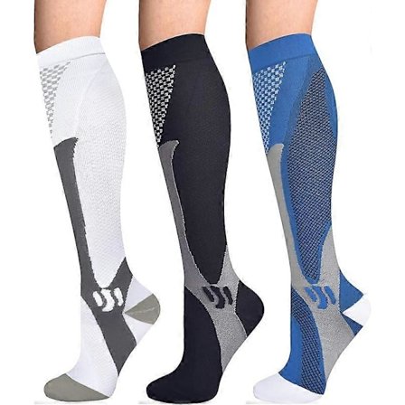 3 par kompressionsstrømper til mænd og kvinder, elastiske strømper