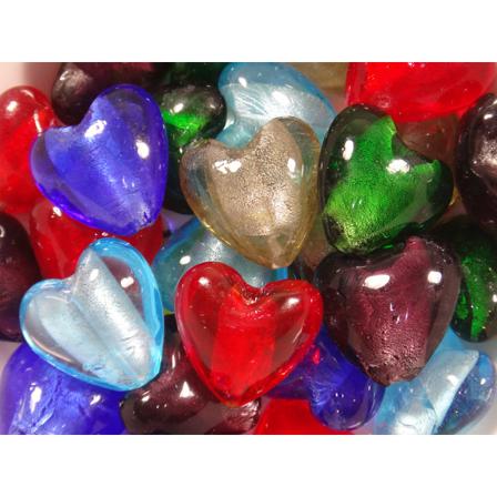 12st Glaspärlor Hjärtan Lampwork 22mm Blandade Färger Flerfärgad 22 Mm