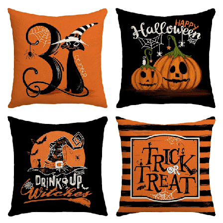 Halloween pudebetræk 18x18 sæt med 4 Buffalo Plaid Gnome Pumpkin Halloween puder Landlig Halloween dekorative Halloween pudebetræk-9