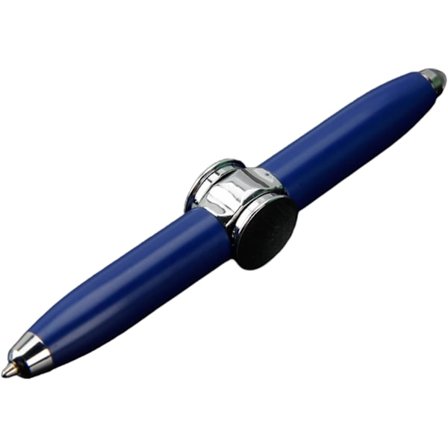 Metall roterande penna, roterande penna med LED-ljus, multifunktionell penna, lämplig för studenter och vuxna, blå