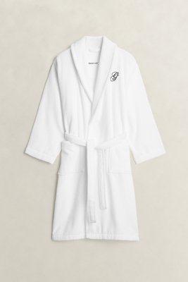 GANT - Brodert morgenkåpe, unisex white