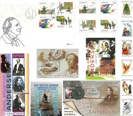 H.C. Andersen - 10 frimærker, 1 FDC og 5 miniark - Postfrisk