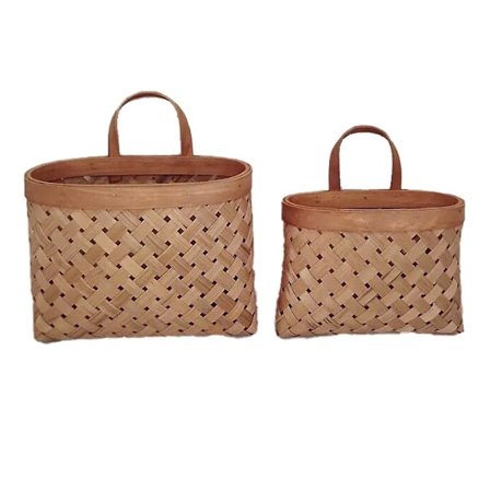 Håndlaget vevd hengende kurv Kjøkken Oppbevaring av frukt og grønnsaker Naturlig bambus vevd blomsterpotte Hjem Veggdekor -B