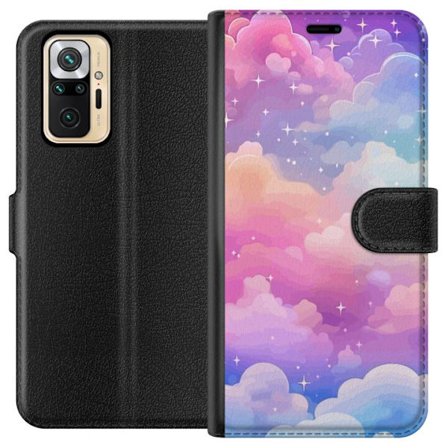 Kompatibelt Lommeboketui til Xiaomi Redmi Note 10 Pro Søt enhjørning med regnbuefarget hår mot en stjernebelagt pastellbakgrunn i kawaii-stil