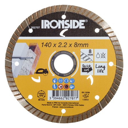 Ironside 202707 Diamantkapskiva Ø140 mm, Kapa, slipa & polera