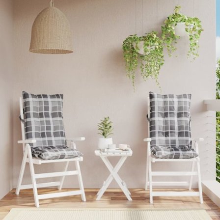 Stolsdynor för stolar med hög rygg 2 st rödrutmönster oxfordtyg