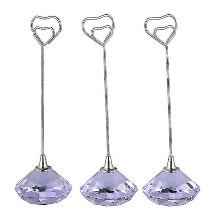 3 stk. Hjerte Jern Tråd Note Foto Memo Holder Krystal Diamant Base Placer Papir Holdere Clips