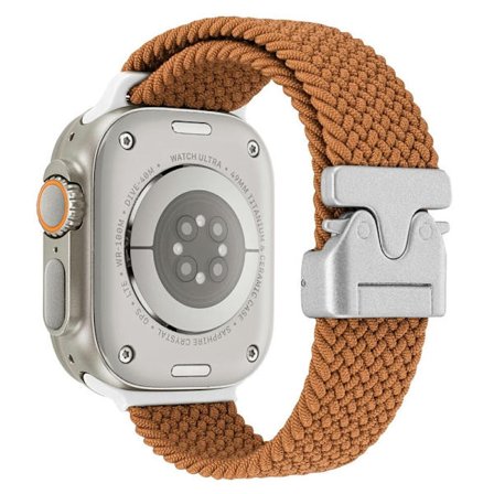 Håndleddsrem Apple Watch Series 10 46 mm fallskjermspenne i nylon - Kaffe