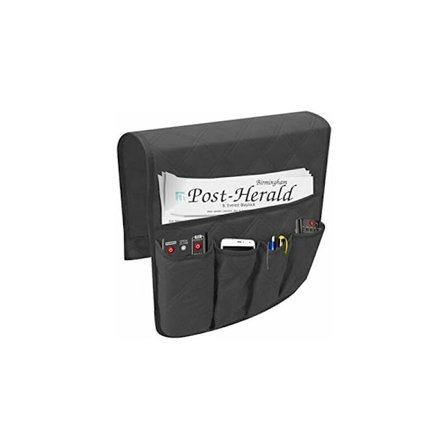 Halkskyddande armstödsorganisatör med 5 fickor för soffans förvaringsväska som passar för surfplatta, telefon, anteckningsblock, böcker, tidskrifter, 