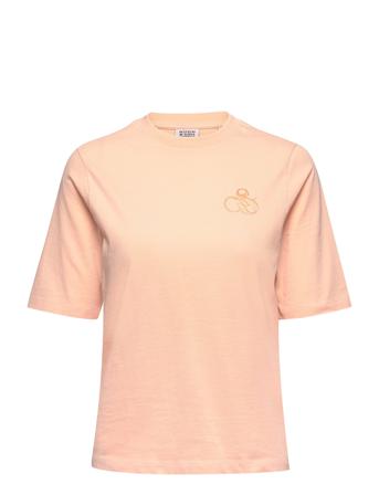 Relaxed-Fit Organic Cotton T-Shirt With Logo Graphic T-shirt Top Lyserød Scotch & Soda