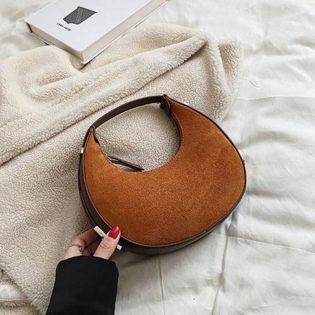 Skuldersidevesker for kvinner Scrub Leather Trend Bag BRUN