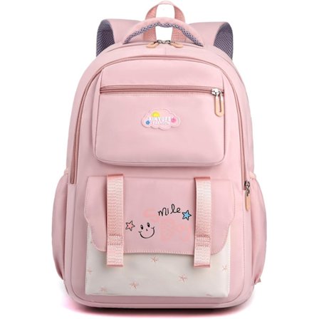 Ryggsekk for jenter, barn, søt Kawaii skoleveske, lett bokveske, ryggsekk for ungdomsskole og videregående skole med antityverilomme