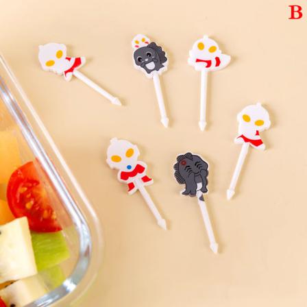 6/10 St Halloween Fruktgaffel Set Ultraman Plastgaffel Bärbar