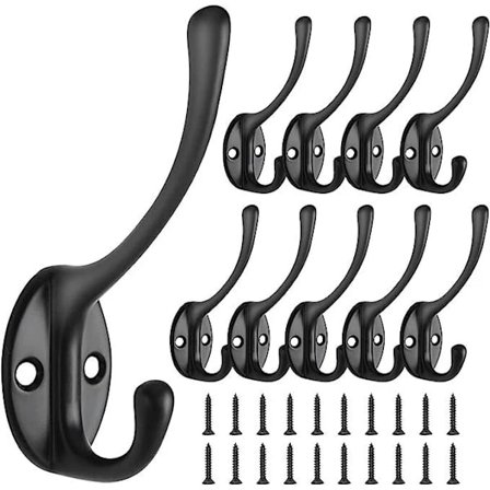 10 stk. Retro Knagerække Væg Knagerække Vintage Metal Dørknage til Tøjstativ Badeværelse Køkken Sort-FA-