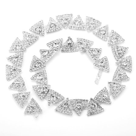 Bältesband 1 meter Triangel Silver Rhinestones Trim Kedja Brudklänning Applikation Glassten