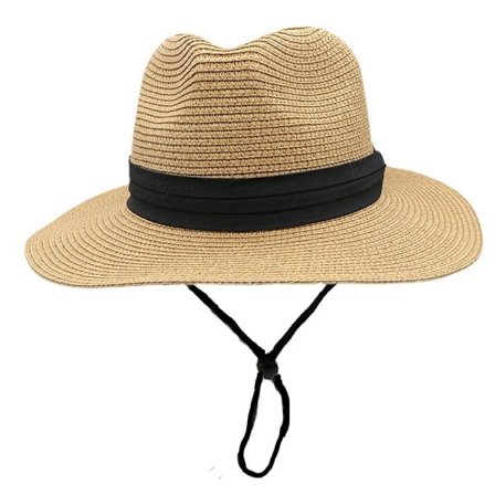 Solhatt for kvinner og menn, justerbar sommer Panama-hatt med bred brem