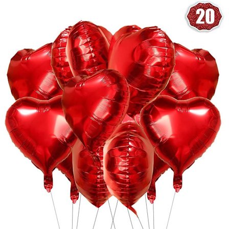 Rött Hjärta Ballong 20-pack, Hjärtformad Ballong, Folieballonger, H