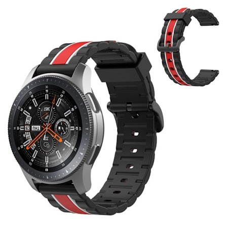 Wave rectangle silicone watch band for Samsung watch - Black / Red / White