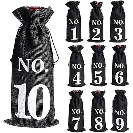 1 til 10 Jute Vinposer Blindtest Snørepose Lomme Vin Flaskebeskyttelse