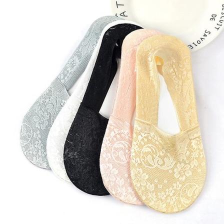 3 par sommer nye blonder båtsokker usynlig silikon med dyp munn Sklisikker koreansk bomullsbunn for kvinner - 3 par blandet, en størrelse 3 pairs 