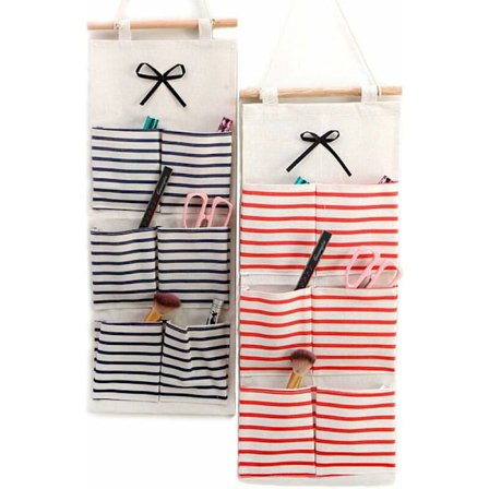 Hængende opbevaringspose Væg hylde Stofkurv Opbevaringspose med 6 lommer Organizer tasker, til baby legetøj skab soveværelse badeværelse hjem 