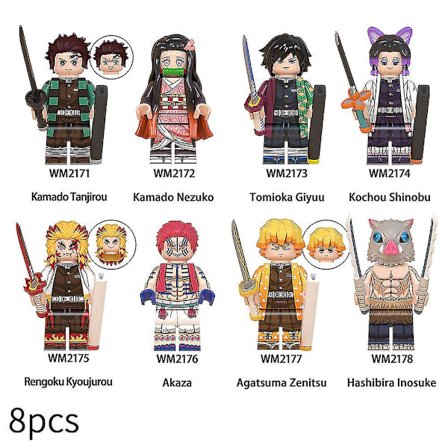 8-pack Demon Slayer Anime Figuriner Samlade Mini Byggklossar Actionfigurer Leksaker För Barn Present