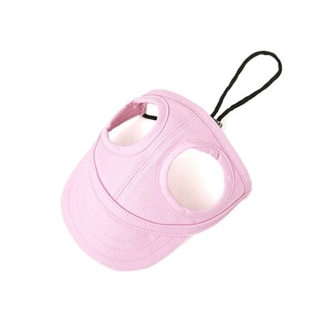 Hundekasket Baseballkasket Kæledyr Sports Kasket Kæledyr Udendørs Kasket Justerbar Stribet Sommer Rejsehat med Ørehuller (L-pink)
