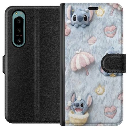 Yhteensopiva Lompakkokotelo Sony Xperia 5 IV Pisto kuvioita sydämillä, sateenvarjoilla ja pastellin värisellä pehmeällä taustalla