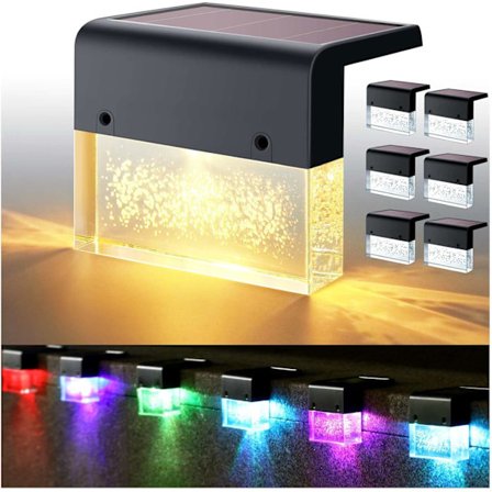 Solcelled Dæklys Udendørs Hække Solcellelys til Trin, Gelænder, Vægge, LED Vandafvisende Varmt Hvidt/Farveskiftende Terrasse Dekoration