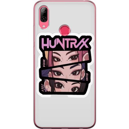 Yhteensopiva Puhelinkuori Huawei Y7 (2019) K-pop-inspiroitunut futuristinen tyttöryhmä neonvaloissa ja kosminen sci-fi-kohtaus