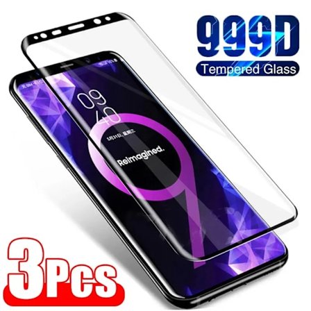 3 st Härdat Glas kompatibelt Samsung Note 9 10 20 Ultra Samsung S24 S23 S22 S21 S20 Ultra S10 S9 S8 Plus Full Cover Skärmskydd