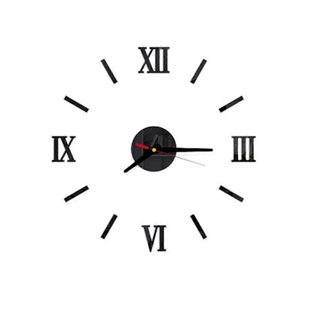 Rammeløs DIY Veggklokke Romertall Selvklebende Moderne Kunst Veggklokke Stille 3D Akryl Klistremerke Hjemmedekorasjoner for Stue Soverom - Svart (GZ-0