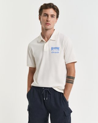 GANT - Grafisk poloskjorte til herre cream