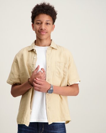 GANT RELAXED LINEN SS SHIRT Beige Chemises Garçon - Kids Brand Store
