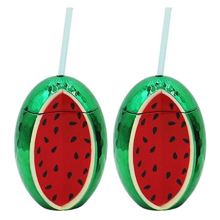 2 STK Vattenmelon Plast Cup Halm Cup Juice Mugg