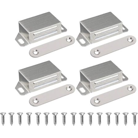 Magnetisk lås til skab, dørmagnet - Magnetisk lås til døre, dørlukker, dørmagnet, møbelmagnet, rustfrit stål, 10 kg stærk skabsmagnet
