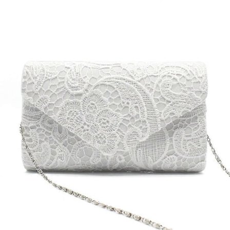 2023 NYHED - Elegant dame clutch med blomsterblonde, kuvert taske til aftenfest, hvid-xindaren